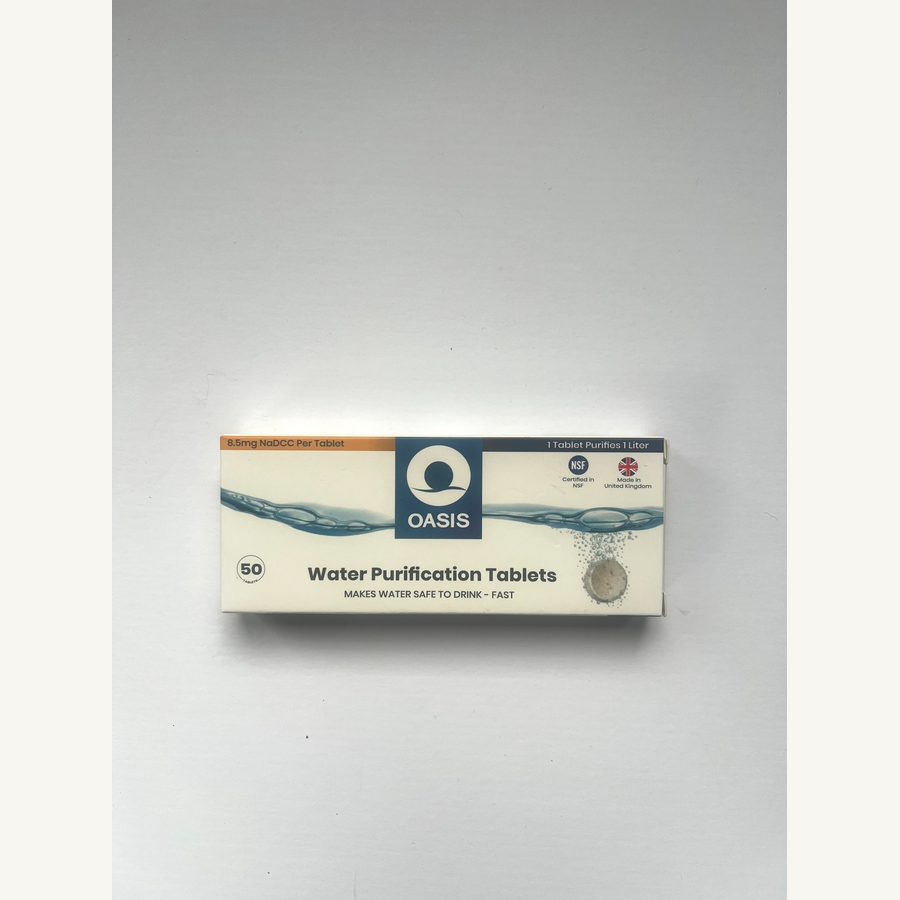 Water-purification tablets on a white background