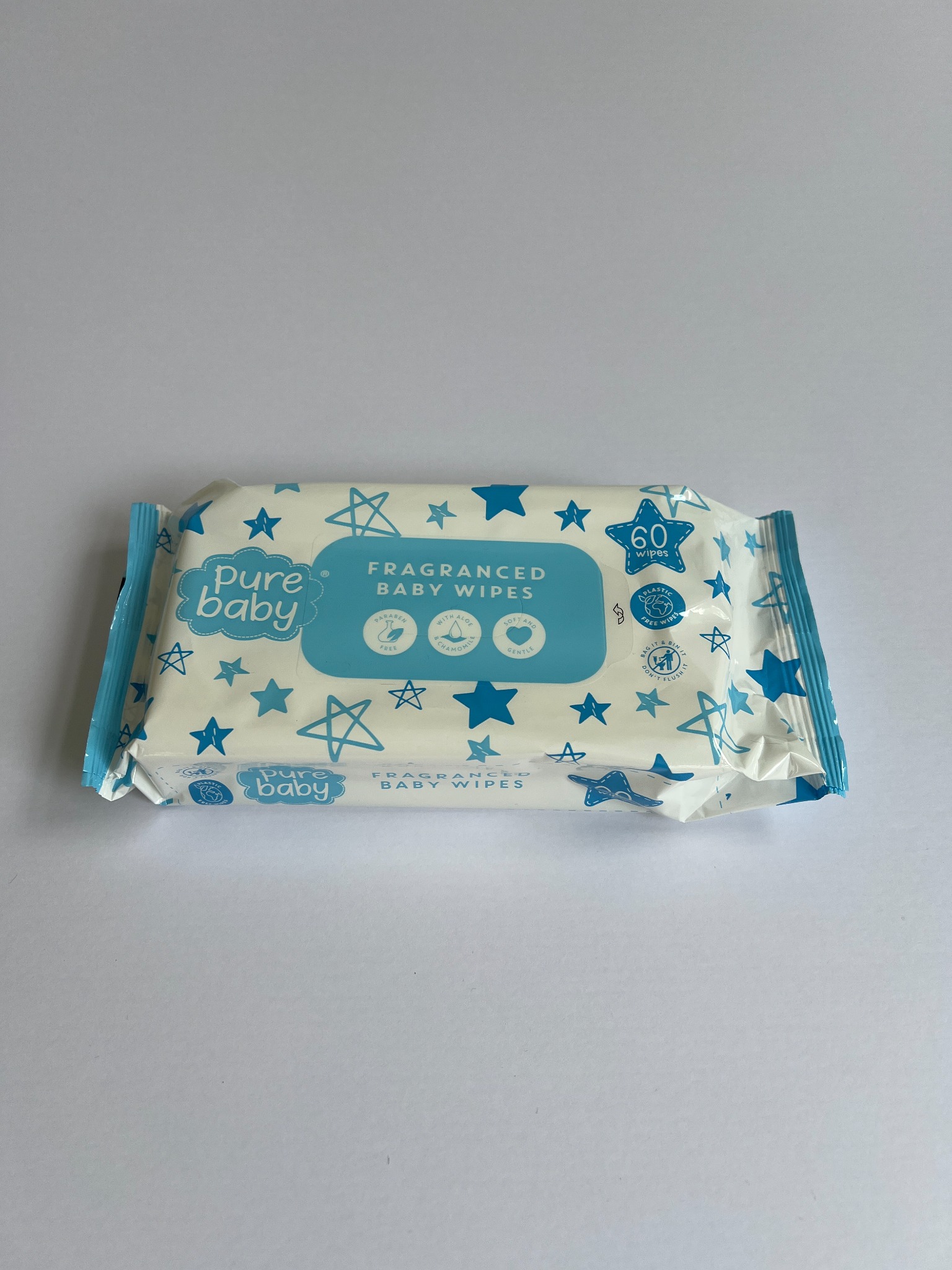 Pack of wet wipes on a white background