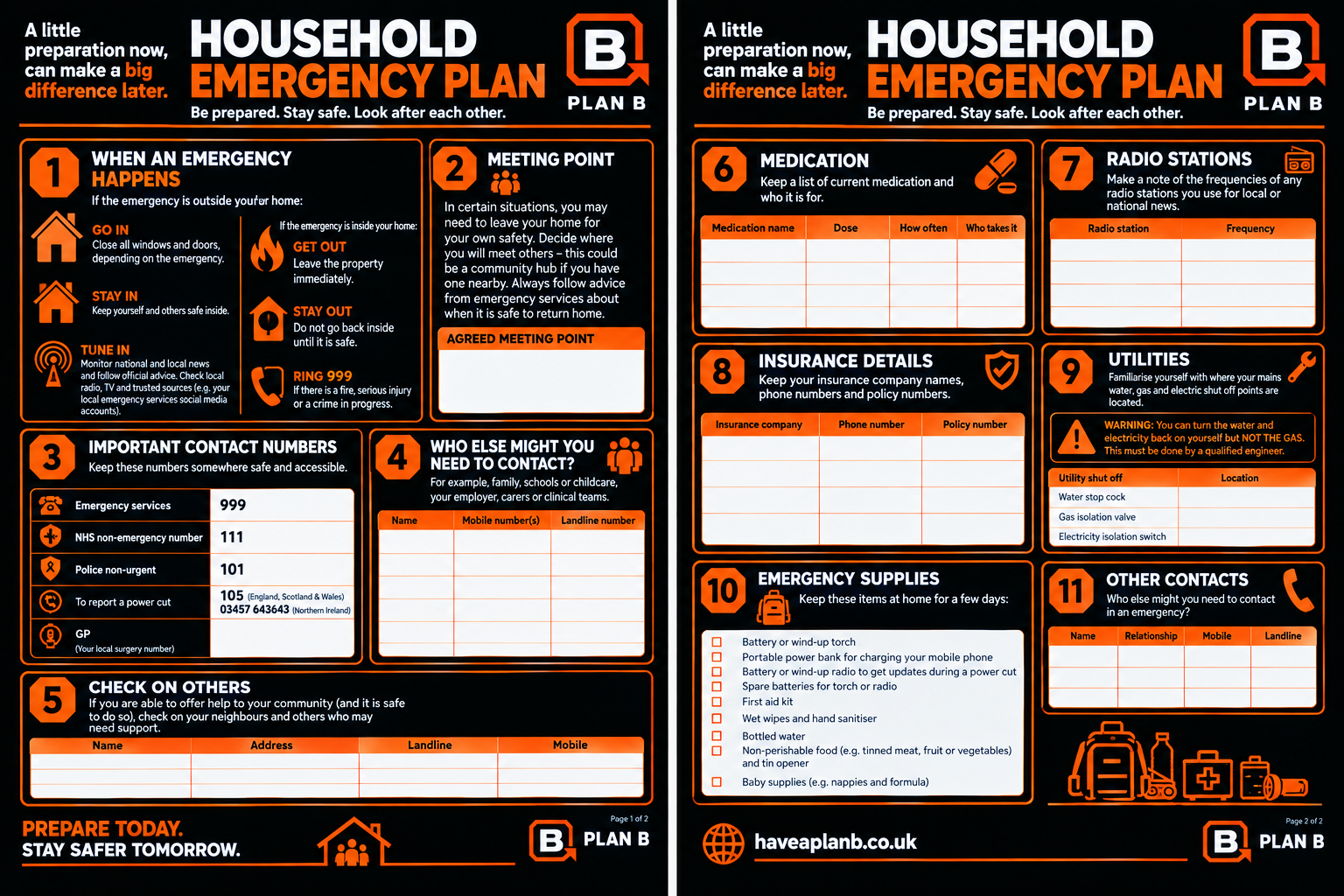 Plan B Household Emergency Plan